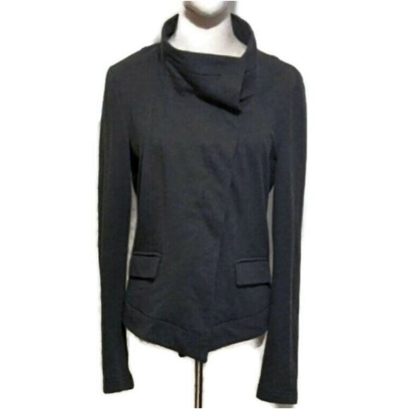 KUT from the Kloth Gray Asymmetrical Stand Collar Jacket Button Front Chic M - Picture 4 of 4